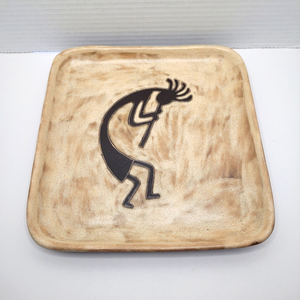 Mara Mexico Kokopelli Musician Pottery Square Plate Platter NWT